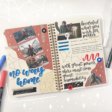 Peter Parker Notebook, Avengers Journal, Spider Man Journal Ideas, Spiderman Journal Ideas, Spider Man Journal, Spider Man Scrapbook Page, Spiderman Scrapbook Ideas, Spider Man Scrapbook, Marvel Scrapbook Ideas