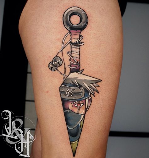 Kakashi Tattoo, Tato Naruto, Jing Y Jang, Kunai Knife, Nerd Tattoo, Manga Tattoo, One Piece Tattoos, Forarm Tattoos, Naruto Tattoo