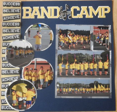 Band Camp Layouts - Scrapbook.com Scrapbook School, Senior Ads, Scrapbooking 101, Scrapbooking Sports, School Scrapbook Layouts, Graduation Scrapbook, Marching Bands, Scrapbook Organization, About Football