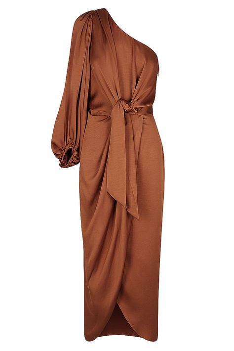 Mocha Dress, Draped Midi Dresses, One Shoulder Midi Dress, Mode Inspo, Looks Chic, Classy Dress, Mode Outfits, Outfits Casuales, Look Fashion