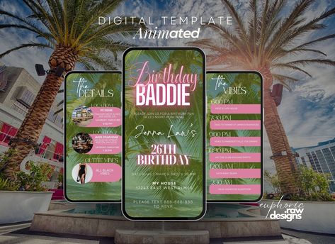 Digital Birthday Dinner Invitation Editable Template Animated Video Dinner Party Invite Pink and Green Baddie - Etsy Green Baddie, Dinner Party Invite, Birthday Dinner Invitation, Birthday Dinner Party, 26th Birthday, Party Inspo, Dinner Invitation, Facebook Event, Dinner Invitations