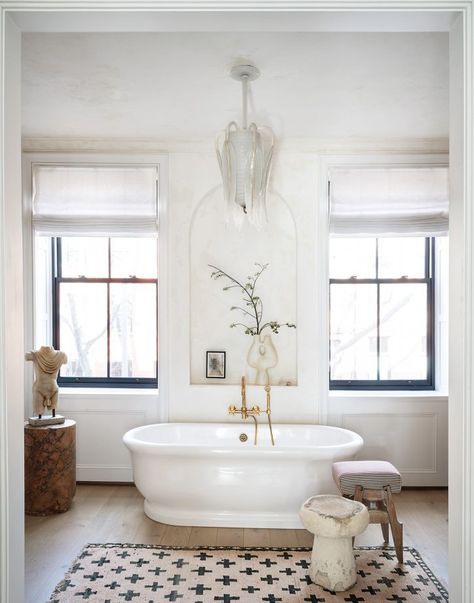 Inside Interior designer Athena Calderone’s Stunning Brooklyn home Steel Frame Doors, Parlor Floor, Venetian Plaster Walls, Athena Calderone, Brooklyn Brownstone, White Oak Floors, Inside Interiors, Contemporary Chandelier, Chandelier In Living Room