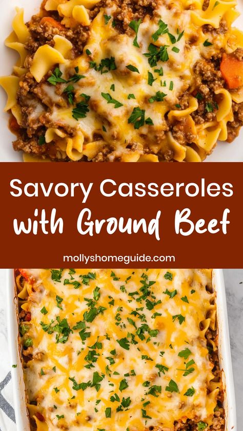 If you're seeking hearty, comforting meals, try a variety of casseroles with ground beef. Perfect for feeding a crowd or meal prepping, these recipes range from classic lasagnas to unique Mexican-inspired bakes. Ground beef adds rich flavor and protein, making these dishes satisfying and filling.

Ingredients
1 pound lean ground beef
1 finely chopped onion
1 finely chopped red bell pepper
2 minced garlic cloves
1 teaspoon oregano
1/2 teaspoon paprika
1/2 teaspoon salt
1/2 teaspoon ground mustard One Pound Ground Beef Recipes, Meal Prep Ground Beef, Casseroles With Ground Beef, Easy Casseroles, Comforting Meals, Onion Casserole, Ground Beef Casserole Recipes, Healthy Ground Beef, Creamy Pasta Dishes