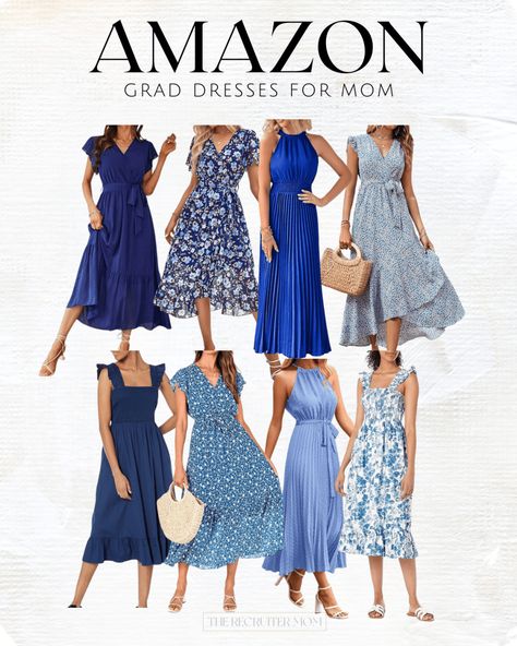 2024 graduation gifts, blue graduation dress for moms, graduation dress, graduation outfit inspo, midi dress, amazon dress, amazon fashion, blue floral dress Mom Of The Graduate Outfit, Mom Graduation Dress, Mom Outfit For Graduation, Parents Graduation Outfit Mom, Mother Graduation Outfit Mom, Mom Of Graduate Outfit, Graduation Outfit Mom, What To Wear To Graduation Ceremony Mom, Graduation Outfit Ideas For Mom Classy