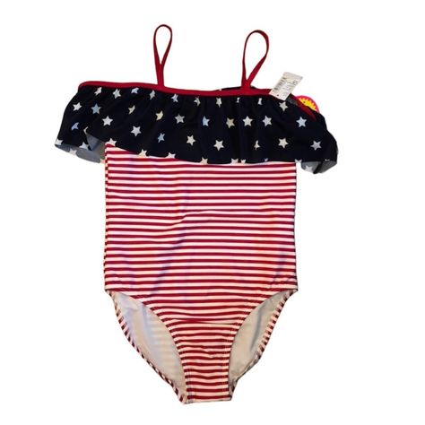 Adorable Suit ! New With Tags American Flag Bathing Suit, Patriotic Swimsuit, American Flag Swimsuit, Flower Bathing Suits, Unicorn Swimsuit, Rainbow Swimsuit, Ruffle Bathing Suit, Tie Dye Swimsuit, Pink Bathing Suits