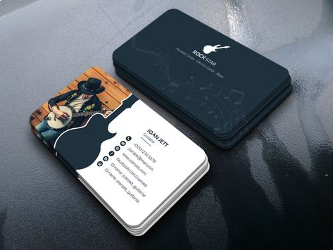 Guitar Musician Business Card on Behance Business Card Design Musician, Business Card For Musicians, Musician Business Card Ideas, Business Card For Designer, Music Business Cards Design, Musician Business Card, Round Business Cards, Music Business Cards, Clean Business Card