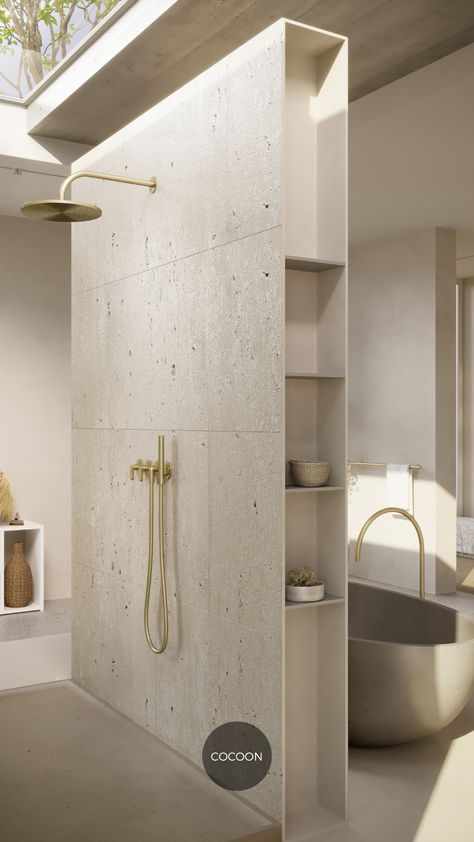 Simplicity in full effect! 💫 Introducing the JP SET22THERM.1 thermostatic rain shower in Brushed Gold from the John Pawson by COCOON collection, accompanied by our newly launched Natural Stone shower tray! Global shipping available! 🌍 Tap the link in our bio ☝ for details! stainless steel shower | bathroom design | bathroom designs | modern bathroom | luxury bathroom fittings | shower room | bathroom shower designs | high end bathroom Boutique Bathroom, Japandi Bathroom, Black Faucet Bathroom, Bathroom Freestanding, Luxury Bathtub, Japandi Interiors, Bathroom Shower Design, John Pawson, Hotel Room Design