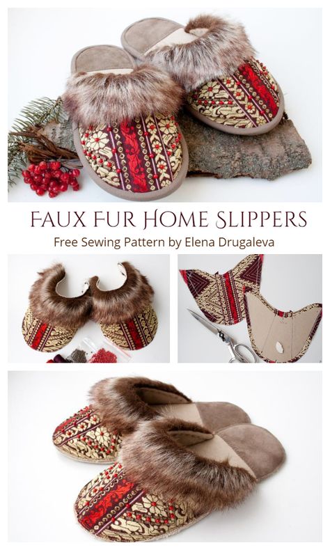 Diy Slippers Sewing, Handmade Casual Winter Slippers, Diy Sheepskin Slippers, Diy Fuzzy Slippers, Winter Moccasins Diy, Mukluks Pattern, Adult Slippers Sewing Pattern, Handmade Winter Indoor Slippers, Winter Sewing Patterns