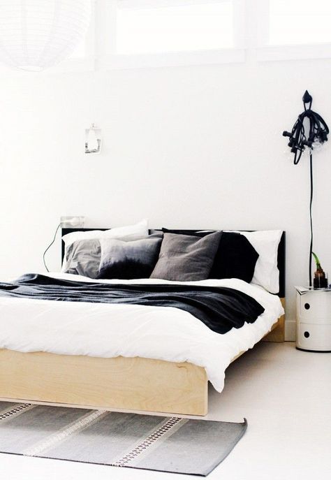 The Most Beautifully Styled IKEA Beds We’ve Seen via @MyDomaine Ikea Malm Bed, Malm Bed, Modern Minimalist Bedroom, Ikea Bedroom, Minimalist Bedroom Design, Ikea Bed, Ikea Malm, White Sheets, Contact Paper