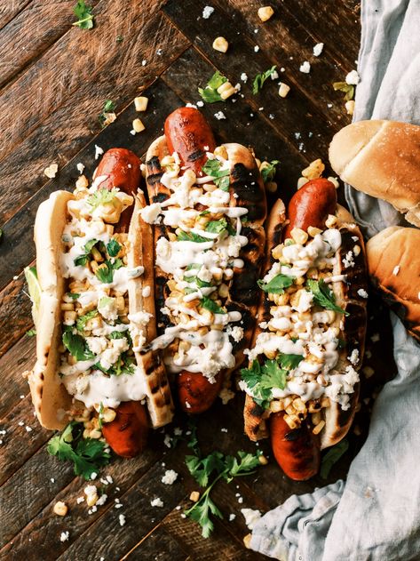 Sausage Hot Dogs, Grilled Sweet Corn, Crispy Baked Chicken Wings, Crispy Baked Chicken, Grilled Sausage, Best Mexican Recipes, Hot Dog Recipes, Baked Chicken Wings, Andouille Sausage