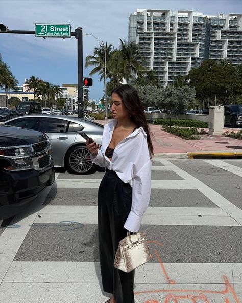 Gergana Ivanova on Instagram: "Out and about in Miami 🫶🏼✨ Gergana in our Amber shirt ☁️ p.s. you’ll be able to shop limited edition variations of the Amber shirt at our pop-up shop on March 18th - more details on our feed!" Gergana Ivanova, Brown Sequin Dresses, Sequin Dresses, Feminine Outfit, Out And About, Basic Style, Pop Up Shop, P S, Sequin Dress