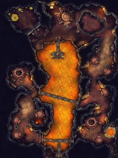 Volcano Map Dnd, Red Dragon Lair Battlemap, Burning Village Battlemap, Lava Battlemap Dnd, Red Dragon Lair Map, Dragon Lair Map, Dragon Star, Map Layout, Dark Creatures