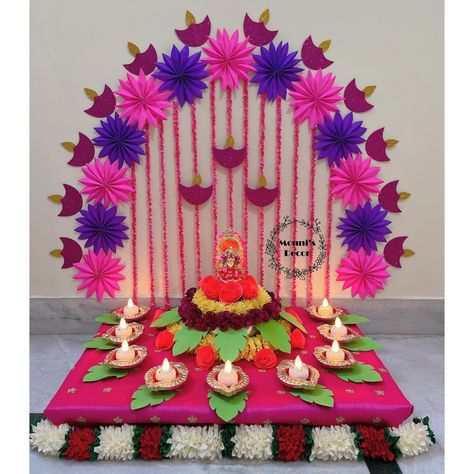 Follow Mouni’s Decor (@mounis_decor) for more #diwali #diwalidecorations #diwalidecor #diwalirangoli #happydiwali #happydiwali2022 #diwali2022 #diwaliathome #indianfestival #festivaloflights #festival #goddesslakshmi #lakshmipooja #goddess #maalakshmi #poojadecor #poojadecoration Decorations For Diwali, Lakshmi Pujan, Crafts Bookmarks, Ganpati Decor, Pooja Decor, Diwali Pooja, School Decoration, Diwali Decorations At Home, Diy Crafts Bookmarks