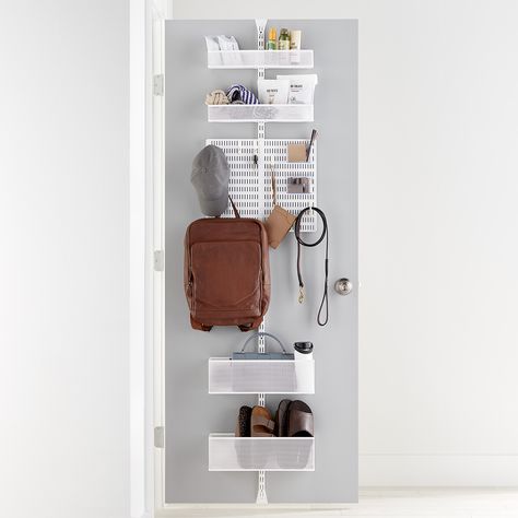 Elfa Utility Mesh Entryway Over the Door Rack | The Container Store Small Closet Organization Bedroom, Door Rack, Shop Doors, Teenage Room, Wall Shelves & Ledges, Hall Closet, Coat Closet, Ways To Organize, Small Closet Organization