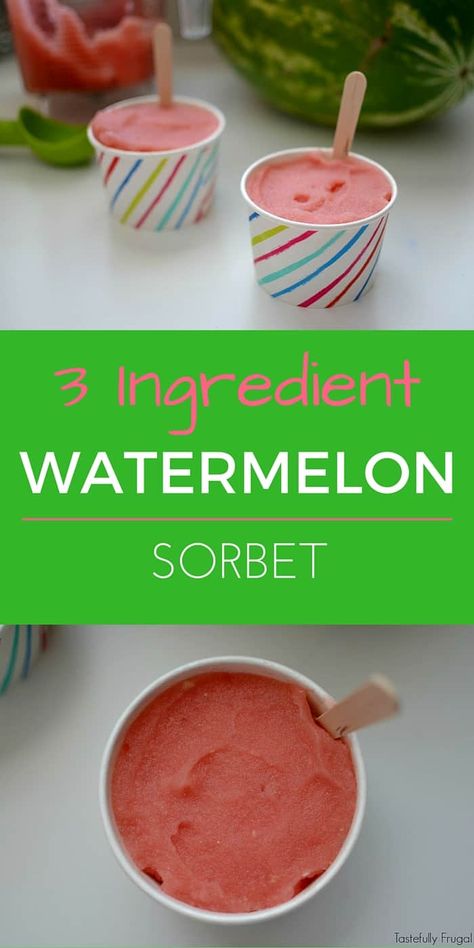 Recipe With Watermelon, Slushie Recipes, Watermelon Sorbet Recipes, Vegan Sorbet, Watermelon Sorbet, Sorbet Recipe, Sorbet Recipes, Watermelon Recipes, 4 Ingredient