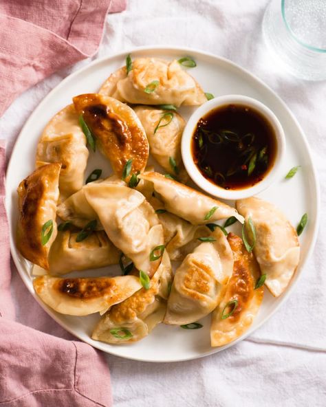 Easy Chicken Potstickers | Kitchn Chicken Pot Stickers Recipe, Chicken Pot Stickers, Potsticker Recipe, Chicken Potstickers, Pot Stickers Recipe, Potstickers Recipe, Mapo Tofu, Ground Chicken Recipes, Pot Stickers