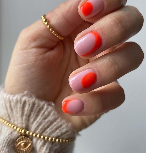 Simple Summer Manicure, Fun French Nails, Colored French Nails, French Pink, Happy Nails, Minimal Nails, Bright Nails, Pink Nail, Neon Nails