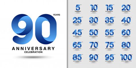 Modern anniversary celebration logotype set. Premium Vector Corporate Anniversary, Logo Design Agency, Yearbook Themes, First Birthday Cards, Birthday Card Drawing, 40th Birthday Invitations, Happy Birthday Lettering, Anniversary Logo, Motion Graphics Inspiration