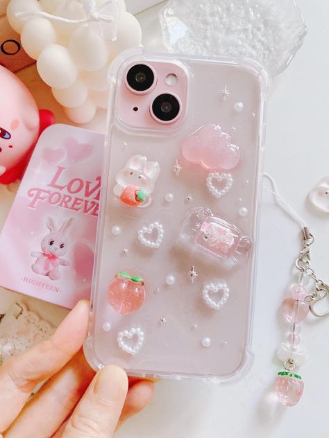 🐰TPU resin phone case. ✔️It's handmade, so bubbles may form on the case during production. You can change the design to the configuration you want. Give me a message. ㅡㅡㅡㅡㅡㅡㅡㅡㅡㅡ Only Case Case+Strap Set ㅡㅡㅡㅡㅡㅡㅡㅡㅡㅡ Phone Cases Kawaii, Jelly Phone Case, Iphone 12 Phone Cases, Kawaii Case Phone, Cute Phone Cases Aesthetic, Bunny Phone Case, Bunny Phone Case Aesthetic, Cute Bear Phone Case, Cute Bunny Phone Cases