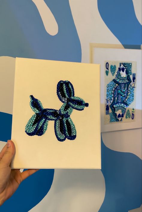 Painting canvas rhinestone art diy gems balloon animal Animal Canvas Painting Ideas, Canvas Gem Art, Gem Art Crafts, Rhinestone Art Ideas, Rhinestone Painting Ideas, Gem Painting Ideas, Bedazzled Canvas Art, Gem Art On Canvas, Rhinestone Painting Canvas