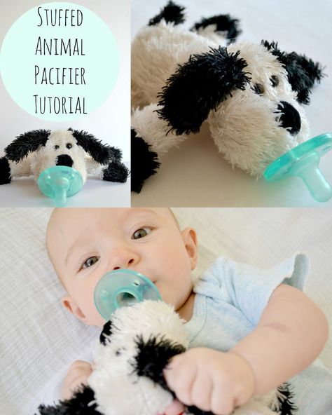 Stuffed Animal Pacifier Tutorial Diy Pacifier Holder, Pacifier Holder Diy, Avent Pacifier, Pacifier Clip Diy, Diy Beanie, Animals Crafts, Baby Stuffed Animals, Diy Bebe, Sewing Stuffed Animals