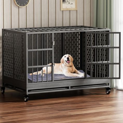 48 Inch Heavy Duty Dog Crate with Wheels, Folding Metal Big Dog Cage, Extra Large XL XXL Big Dog Cage, Extra Large Dog Crate, Furniture Style Dog Crate, Heavy Duty Dog Crate, Best Electric Scooter, Large Dog Crate, Dog Cage, Dog Crate Furniture, Dog Cages