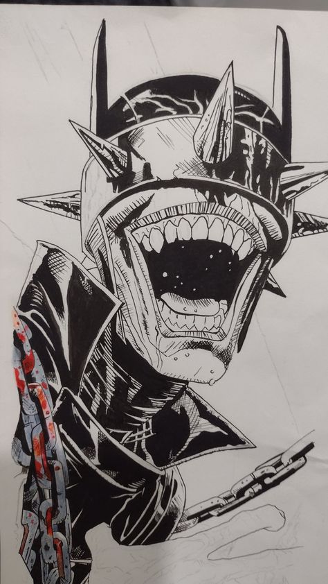 Batman Que Ri, The Batman Who Laughs, Batman Who Laughs, Nerdy Tattoos, Comic Art Sketch, Batman Drawing, Drawing Superheroes, Bat Man, Harley Quinn Artwork