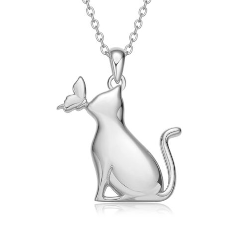 PRICES MAY VARY. Design: Cat pendant necklace for women or girl. It is cute and delicate cat Jewelry. Material: It is made of 925 sterling silver. Size: Cat pendant's size is 0.83 inch*0.79 inch. The chain is 18 inches chain with 2 inches extender chain. Gift: It is a surprised gift for your daughter, mother, wife, girlfriend, best friend, granddaughter, sister or yourself when on Mother’s Day, Valentines Day, Anniversary, Graduation, Birthday, Thanksgiving Day, Christmas. Package: 1 x cat neckl Elegant Silver Necklace With Cat Design, Silver Cat Design Jewelry For Mother's Day, Black Cat Jewelry, Silver Cat Pendant, Cat Pendant Necklace, Birthday Thanksgiving, Cat Pendant, Sterling Silver Anklet, Daughter Mother