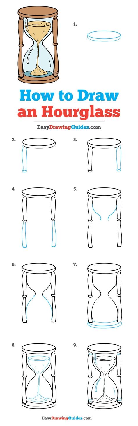 Learn How to Draw an Hourglass: Easy Step-by-Step Drawing Tutorial for Kids and Beginners. #Hourglass #DrawingTutorial #EasyDrawing See the full tutorial at https://easydrawingguides.com/how-to-draw-an-hourglass/. Drawing Ideas Step By Step, Hourglass Drawing, Step By Step Sketches, Children Sketch, Drawing Tutorials For Kids, Easy Doodles Drawings, Drawing Tutorial Easy, Doodle Sketch, Step Drawing