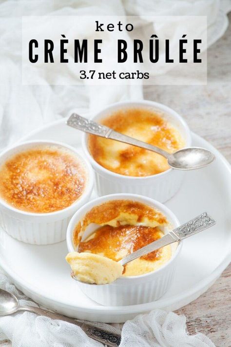 Ultimate Keto Crème Brûlée (just 3.7 net carbs) - My Sweet Keto Caramel Creme Brulee, Desserts Keto, Postre Keto, Breakfast Low Carb, Keto Friendly Desserts, Low Carb Dessert, Recetas Keto, Keto Brownies, Low Carb Sweets