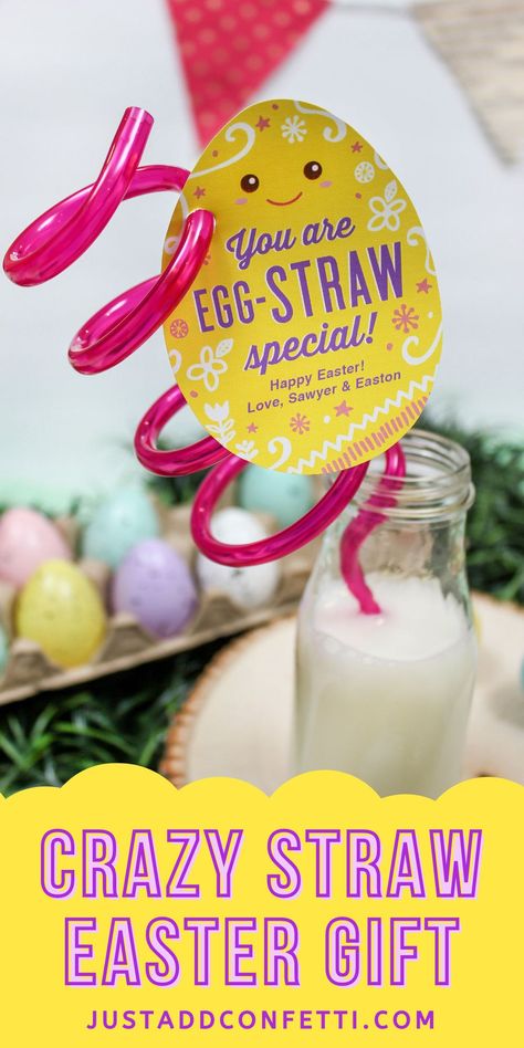 Easter Classroom Treats, Egg Printable, Easter Teacher Gifts, Easter Egg Printable, Daycare Gifts, Easter Gift For Kids, Easter Classroom, Crazy Straws, Easter Egg Gifts