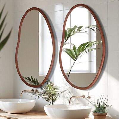 Round wooden mirror