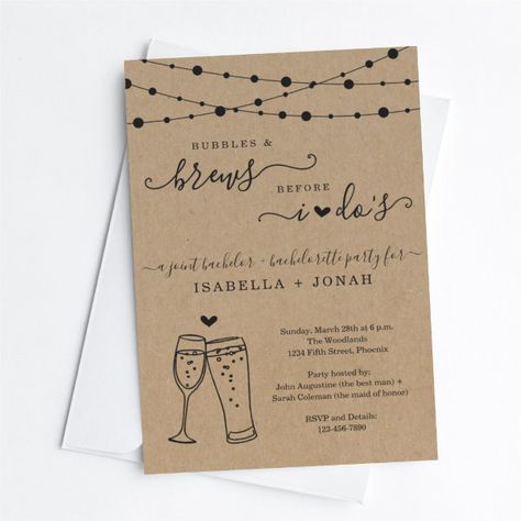 Joint Bachelor & Bachelorette Party Bubbles & Brew Invitation Couple Bachelor Bachelorette Party Ideas, Coed Bachelor Bachelorette Party Theme, Bachelor And Bachelorette Party Combined, Coed Bachelor Bachelorette Party, Co Ed Bachelor Bachelorette Party, Combined Bachelorette/bachelor Party, Couples Bachelor Bachelorette Party, Bubbles And Brews, Bachelor Party Themes