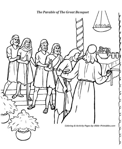 The Parable of The Great Banquet Joseph In Egypt, Lds Coloring Pages, Fiery Furnace, Jesus Coloring Pages, Sunday School Coloring Pages, Parables Of Jesus, Lds Lessons, Bible Story Crafts, Preschool Bible