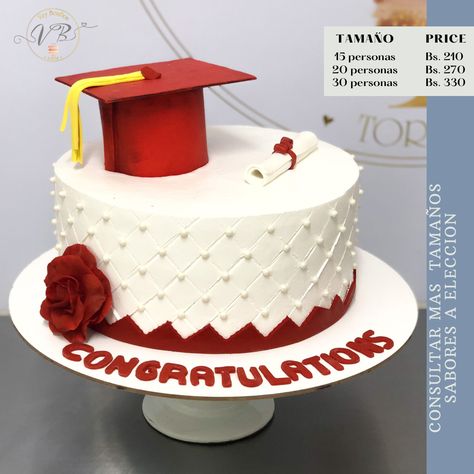 Red And Gold Graduation Cake, Red Black And White Graduation Cake, Red And White Graduation Cake, Red Graduation Cakes, Cake For Graduation University, Minimalist Graduation Cake Design, Butter Cakes, Elegant Bodycon Dress, Pink Birthday Cakes