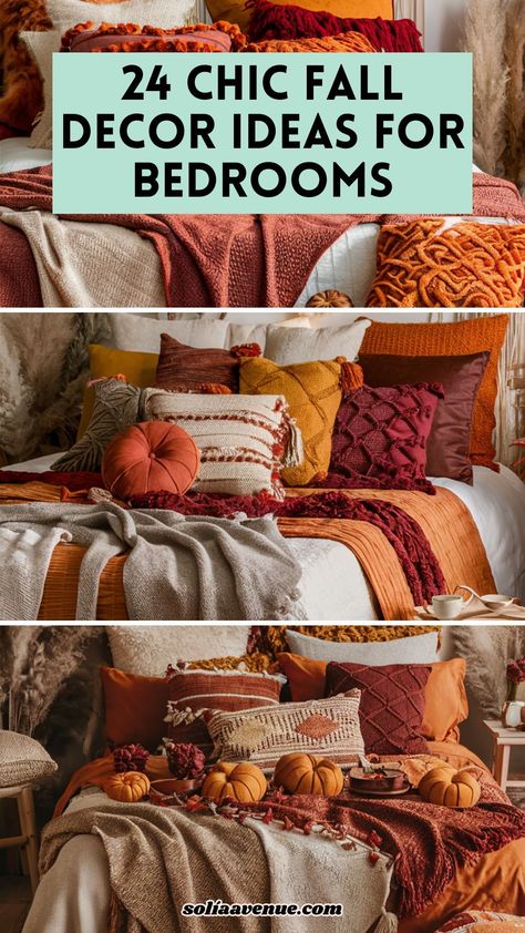 Autumn Bedroom Aesthetic, Fall Bedroom Aesthetic, Autumn Bedroom Decor, Chic Fall Decor, Autumn Bedroom, Fall Bedroom Ideas, Bedroom 2024, Fall Bedroom Decor, Cozy Fall Bedroom