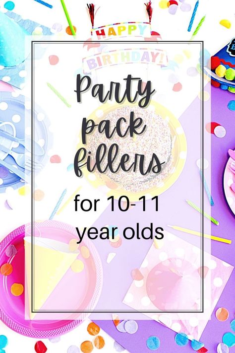 Party Pack Ideas For School, Girls Party Bag Ideas, 10 Year Birthday Party Favors, Goodie Bags For One Year Old Party, 11 Year Birthday Party Games, 10th Birthday Party Favors, Party Pack Ideas For Kids Goodie Bags, Birthday Party Ideas For 11 Year Girl, One Year Old Goodie Bags Party Favors