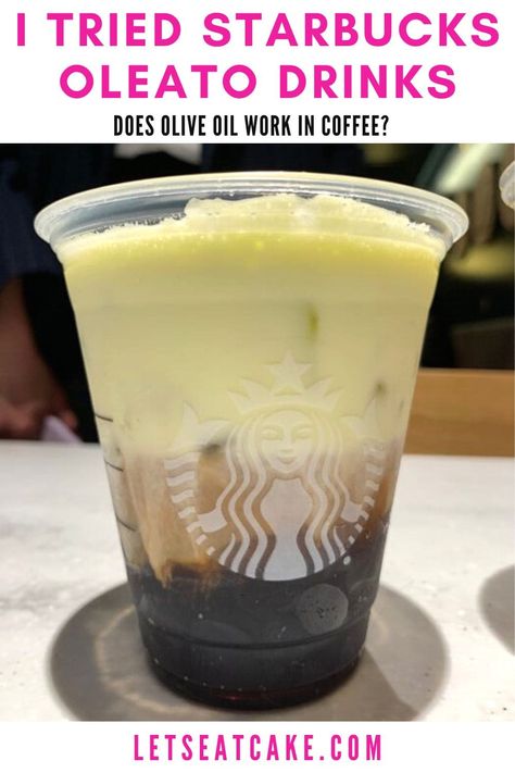 Here's our review of three Starbucks Oleato olive-oil based drinks that arrive in the U.S. on March 23rd: the Iced Shaken Espresso, Golden Foam Cold Brew, and Caffè Latte. Oleato Coffee Recipe, Oleato Starbucks Drink, Starbucks Oleato Recipe, Starbucks Oleato Drink, Starbucks Reserve, Toffee Nut, Coffee World, Starbucks Copycat, Baking Company