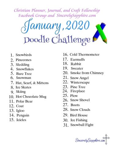 January 2020 doodle challenge thumb Doodling Challenge, Doodle Challenge, 30 Day Art Challenge, 30 Day Drawing Challenge, Drawing Doodles, Christian Planner, Your Drawing, Drawing Prompt, Bible Art Journaling