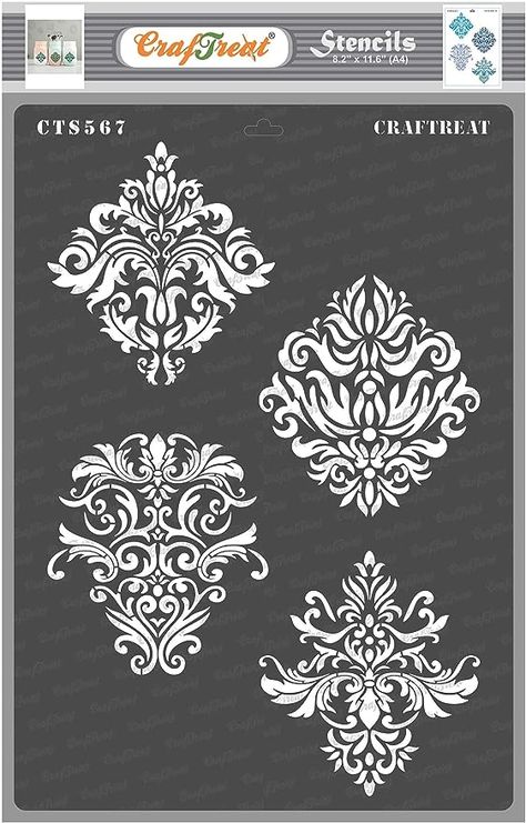 Craft Stencils, Stencil Wall, Damask Stencil, Laser Cut Stencils, Stencil Fabric, Stencils For Painting, Mandala Stencils, Paper Fabric, Stencil Crafts