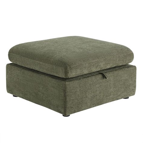 PRICES MAY VARY. Spacious & Versatile Storage Ottoman - Lift up the ottoman top with a built-in smooth gas-lift mechanism to reveal plenty of out-of-sight storage. Storage space: 28.7''W x 27.6''D x 8.3''H. In addition, it is a perfect footrest or table when topped with a tray. Premium Quality - Each piece is made by the skilled hands of artisans who have melted functionality and design. Sturdy corner blocked wooden frame is expertly crafted from solid engineered wood and hard wood. All wood is Ottoman For Sectional, Ottoman Coffee Table Styling, Large Ottoman Living Room, Round Ottoman Living Room, Leather Ottomans Living Room, Living Room With Ottoman, Square Ottoman Coffee Table, Oversized Ottoman Coffee Tables, Large Square Ottoman