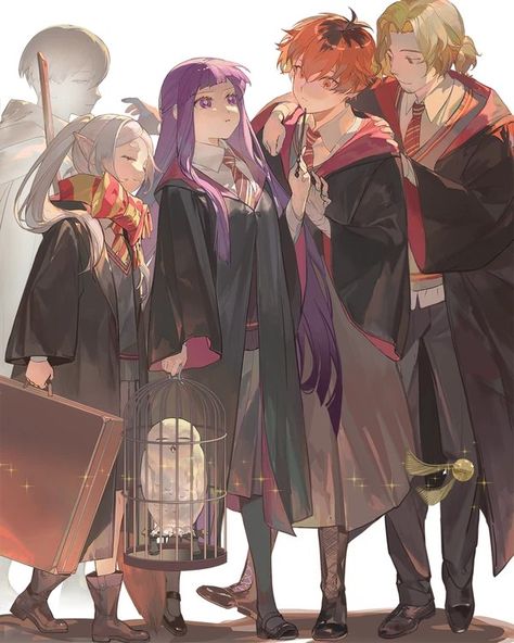 Frieren, Fern, Stark and Sein by @/Glycan on Pixiv | Frieren: Beyond Journey’s End / Sousou no Frieren / 葬送のフリーレン Going To Hogwarts, New Year Art, Going To, Happy New Year 2024, Style Anime, D&d Dungeons And Dragons, Anime Drawings Tutorials, Anime Oc, Anime Angel