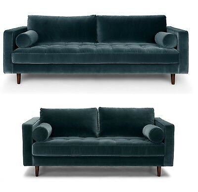 Ebay sofa - very reasonable. Like Fliss's Article Sven Sofa, Sven Sofa, Modern Sofa Couch, Blue Velvet Sofa, Blue Velvet Fabric, Living Room Size, Mid Century Modern Sofa, Blue Sofa, Velvet Sofa