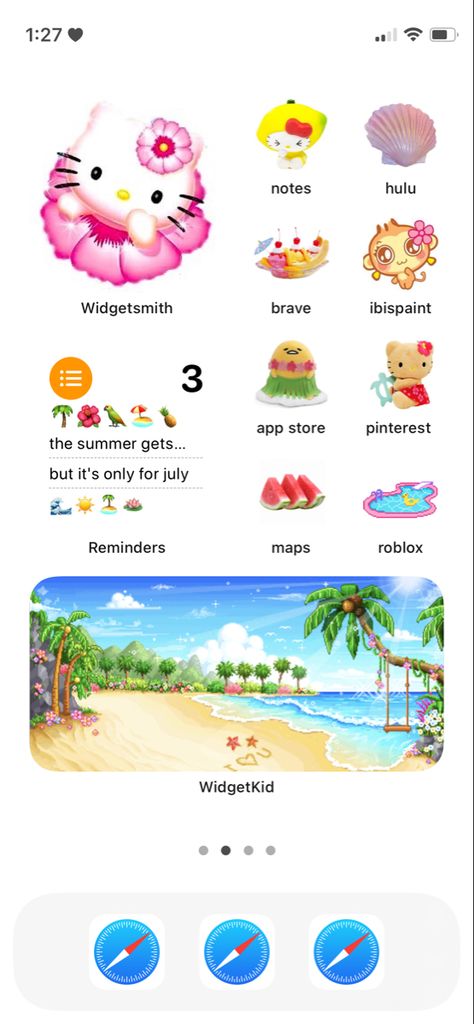 Tropical Core Homescreen, Tropicalcore Homescreen, Tropical Homescreen Ideas, Spring Ios 16 Homescreen, Tropical Icons For Apps, Tropical Ios14 Homescreen, Tropical Iphone Layout, Tropical Phone Layout, Tropical Core Aesthetic Wallpaper