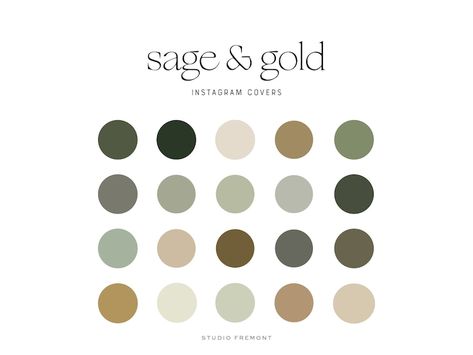 Sage Green Branding, Branding Color Palette, Green Branding, Gold Color Palettes, Green Wedding Colors, Green Palette, Hex Codes, Hex Color Codes, Instagram Highlight Covers