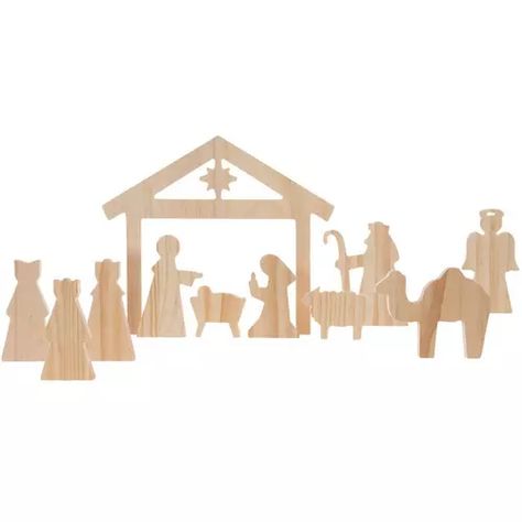 Hobby Lobby Christmas Crafts Wood, Wood Nativity Scene, Wood Nativity, Mary 1, Stencil Wood, Christmas Craft Supplies, The Nativity, Mary And Jesus, Diy Activities