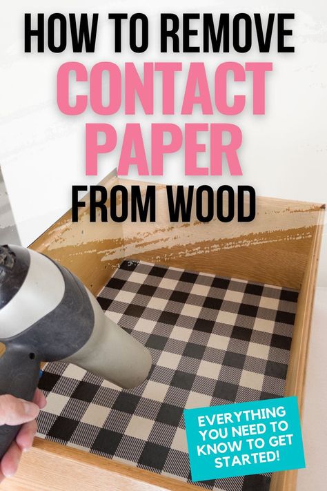 How to Remove Contact Paper from Wood Removing Contact Paper, Lining Dresser Drawers, Drawer Repair, Drawer Safe, Old Dresser Drawers, Plastic Scraper, Shelf Paper, Free Furniture, Wooden Drawers