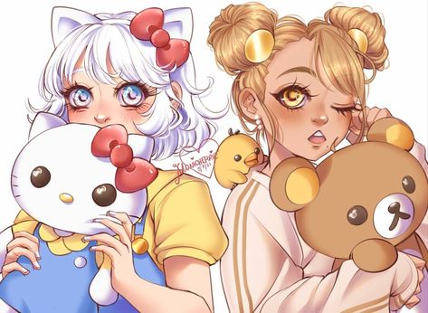 Moni🍒 on Instagram: “Hello Kitty and Rilakkuma🎀🐻 They're both highly popular and seriously I wanna see both in the same cartoon umiverse🥺 ♡𝕥𝕙𝕒𝕟𝕜𝕤 𝕚𝕟 𝕒𝕕𝕧𝕒𝕟𝕔𝕖…” Hello Kitty And Rilakkuma, Hello Kitty Fanart, Human Version, Rilakkuma, Kawaii Art, Anime Fanart, Hello Kitty, Kitty, Fan Art