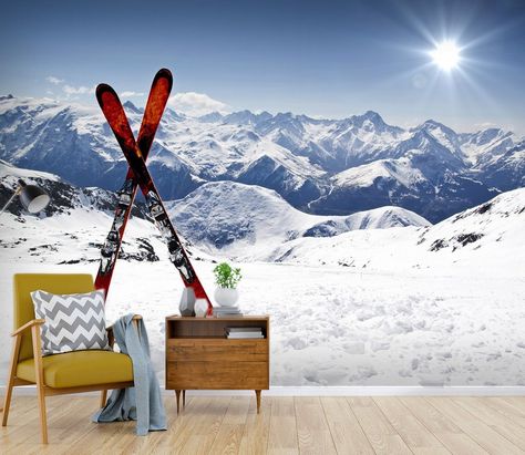 3D Skateboard Snow Sunshine 762 | AJ Wallpaper Mountain Wall Mural, 3d Wall Murals, Mountain Wall, Snow Mountain, Paper Wallpaper, Peel Stick Wallpaper, Adhesive Wallpaper, Wallpaper Mural, Wallpaper Wallpaper