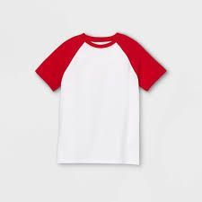 Pls everyoneone reading this can you pls follow me i only have 0 followers so if you follow me i will make more pins in the future.Have a great day. Tommy Clothes, Red And White Shirt, Baseball Shorts, Raglan Shirts, Red T, Hem Style, Red Shorts, Wearing Red, Boys T Shirts